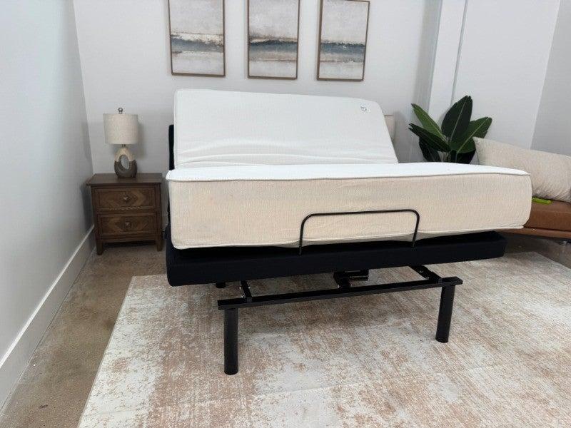 The Helix Adjustable Bed Frame and mattress in an upright position