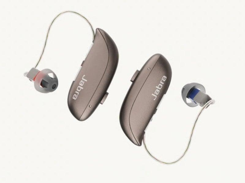The Jabra Enhance Select M2 hearing aids in Warm Gray