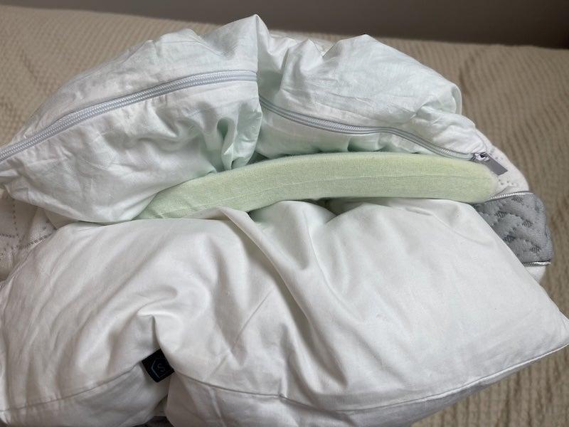 The three inserts inside of the Luxome LAYR pillow