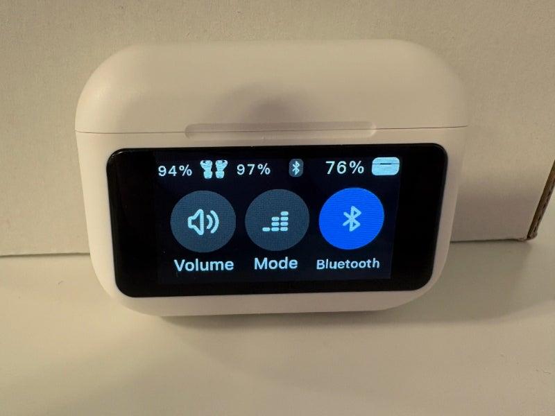 The Audien Atom X touchscreen charging case