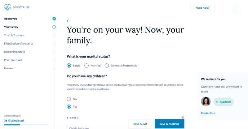 GoodTrust will creation form