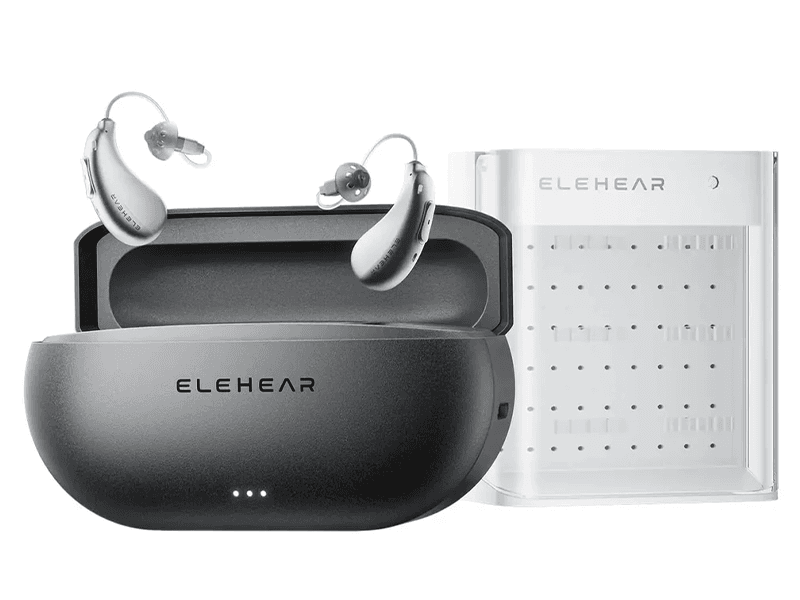 Elehear Beyond hearing aids and a dry box