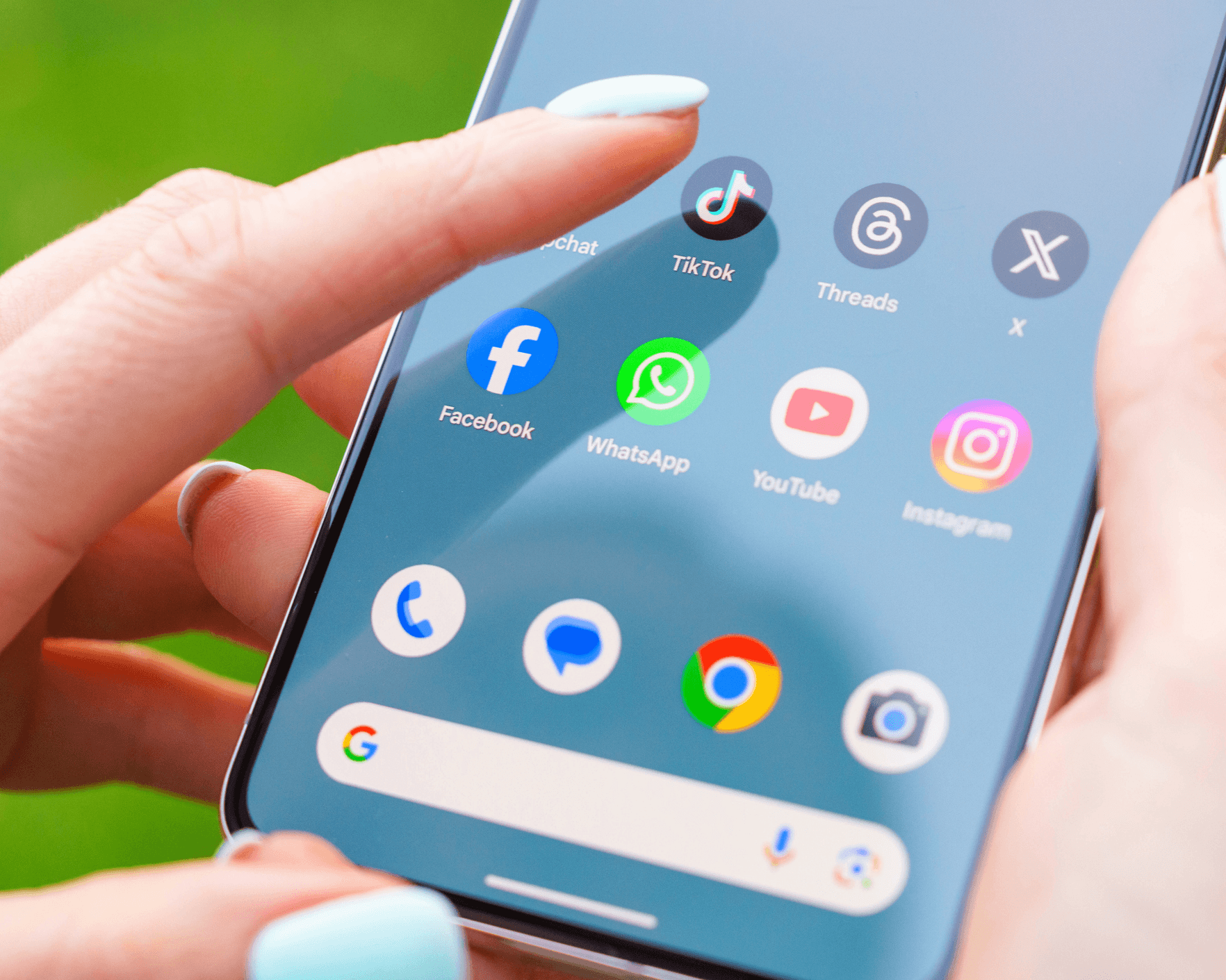 social media icons on a cellphone