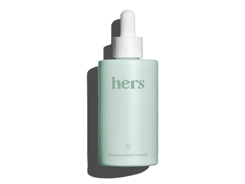 A bottle of Hers Hair Blends Postmeno Serum