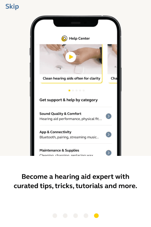 A screen shot of the Jabra Enhance app's help center