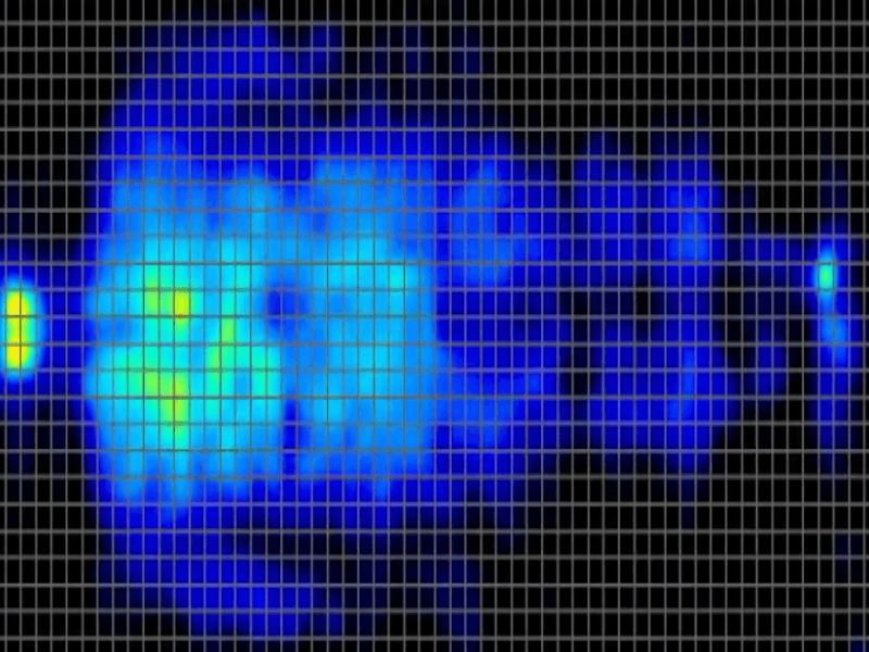 A pressure map of someone sleeping on their back on the Saatva Classic.