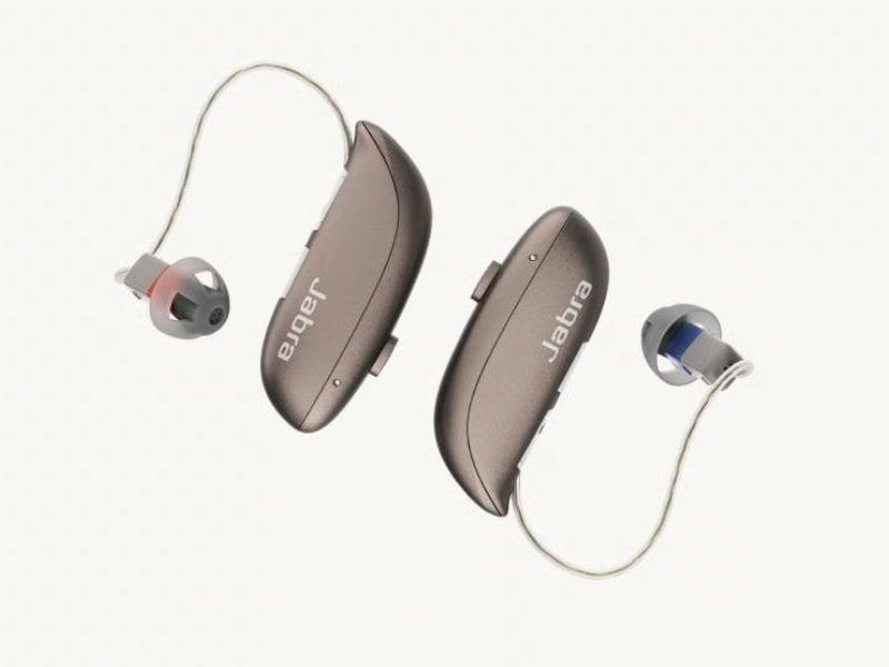 The Jabra Enhance Select M1 hearing aids in Warm Gray