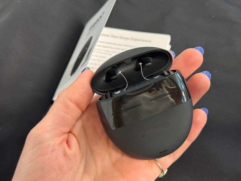 Eargo 8 hearing aids in charging case
