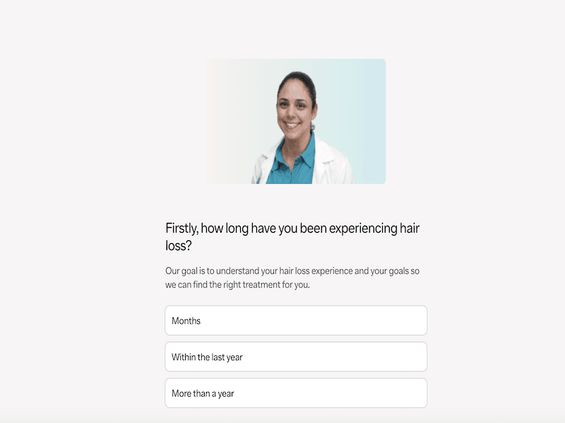 Question about hair goals on Ro hair loss quiz for women