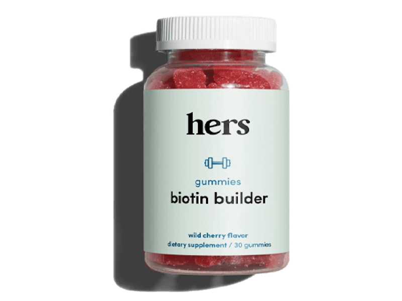 A bottle of Hers Biotin Gummies
