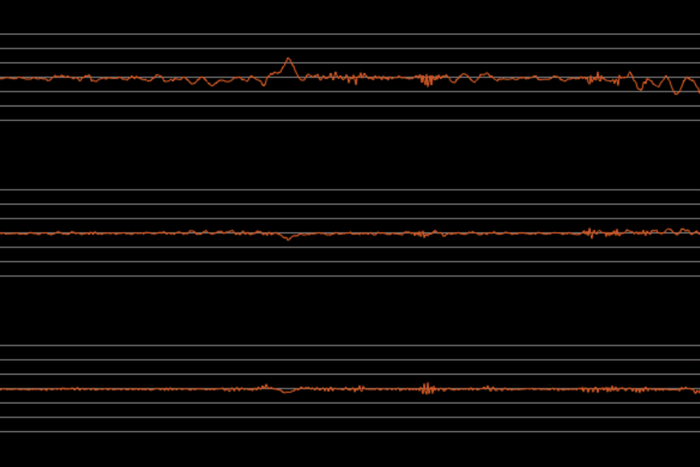 A seismograph image showing very little movement