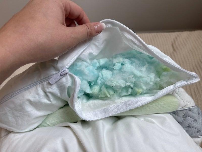 The inner shredded memory foam layer of a Luxome LAYR.